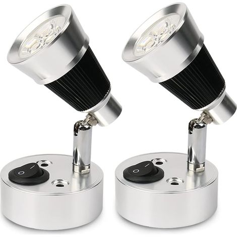 12 V LED-Spot-Lesewandleuchte, 2 Stück Auto-LED-Licht, verstellbarer Schalter, Innenbeleuchtung für Wohnmobile, Boote, Yachten