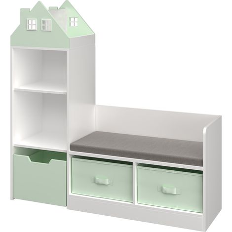 Panca per bambini con mensola 100 x 99 x 30 cm bianco verde menta 030008971