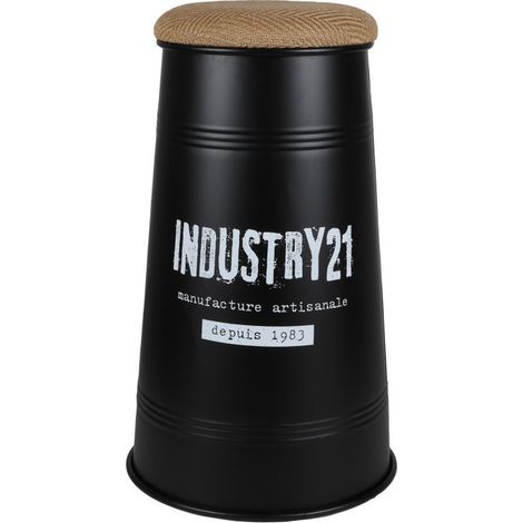Tabouret de bar conique "Loft & Métal" - Noir - D 40 x H 66,5 cm - Livraison gratuite