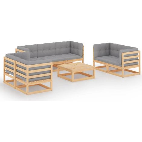 Maison Exclusive - 8-tlg. Garten-Lounge-Set mit Kissen Kiefer Mas