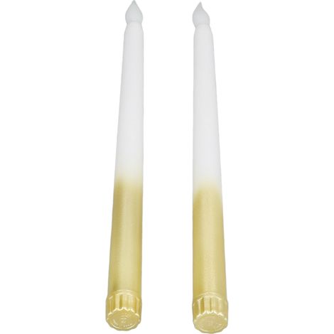 Lot de 2 bougies LED dorées effet flamme réaliste, lisses, idéales pour mariage, fête, décoration événement (piles non incluses, expédiées sous sachet bulle) (1/5)