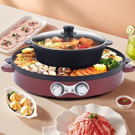 Gojoy – Hot pot BBQ électrique 2200W – Double séparation – Réglage température indépendant – Antiadhésif – Pour intérieur – 29 cm (1/5)