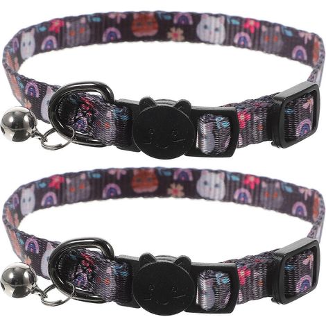 Collar para gato con cierre de seguridad, 2 unidades, ajustable, para gatitos, con cascabel. (1/5)