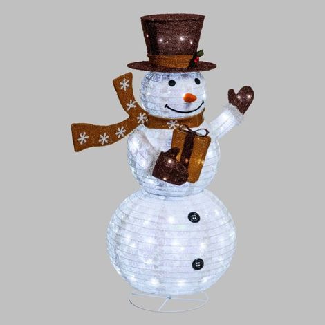 Bonhomme de Neige repliable H125cm Led blanc froid Scintillant extérieur Professionnel Lotti (1/5)