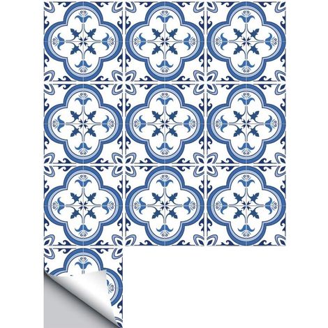 10 Pièces pour Cuisine Adhésive Marbre à Carreaux Décorative Stickers Carrelage, Auto-adhésifs 3D Adhésive Décoration (Bleu, 20 x 20cm) (1/5)