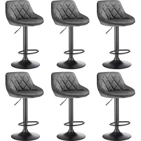 WYCTIN®6x Taburete de Bar con Respaldo Terciopelo Taburetes Alto Cocina Regulable en Altura Taburete Giratorio Sillas Bar Taburete de Escritorio Gris oscuro (1/5)