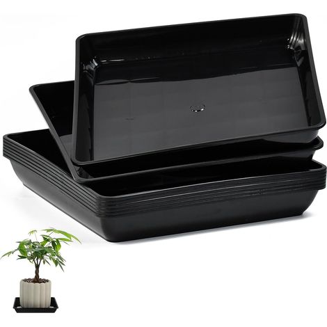 Lot de 8 soucoupes rectangulaires pour pot de fleurs - 25 x 25 cm - Dessous de pot de fleurs carrés - Soucoupes pour pots de fleurs (1/5)