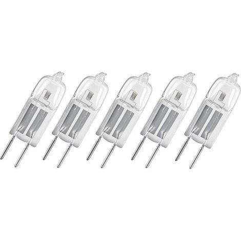 Lot de 5 ampoules halogènes à culot à broches à intensité variable 10 W 12 V G4 Blanc chaud 2800 K 130 lm [Classe énergétique G]