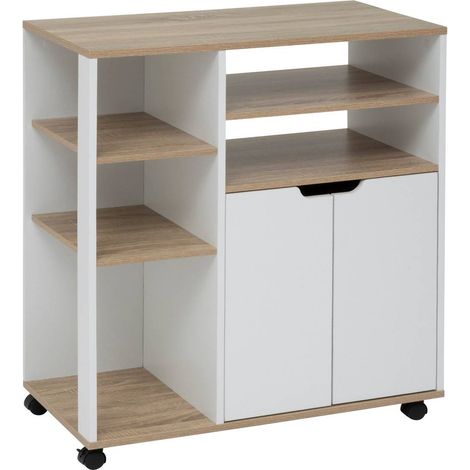 Carrello portavivande bianco e legno su rotelle - 5five