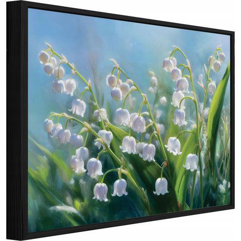 cadre noir tableau perce-neige fleurs salon chambre 120x80 (1/3)