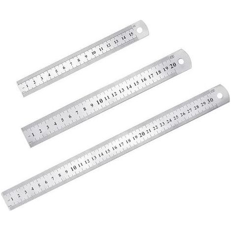 LaBlanc – 3-teiliges Präzisionslineal-Set aus Edelstahl, gerades Metalllineal-Set, 15 cm (6"), 20 cm (8"), 30 cm (12"), silbernes Edelstahllineal (1/5)