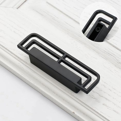 2pcs Poignées et boutons de tiroir Cuisine Armoire Porte Poignées Placard Tiroir Chambre Meubles Tirer(6285-Pas 32, Noir) (1/4)