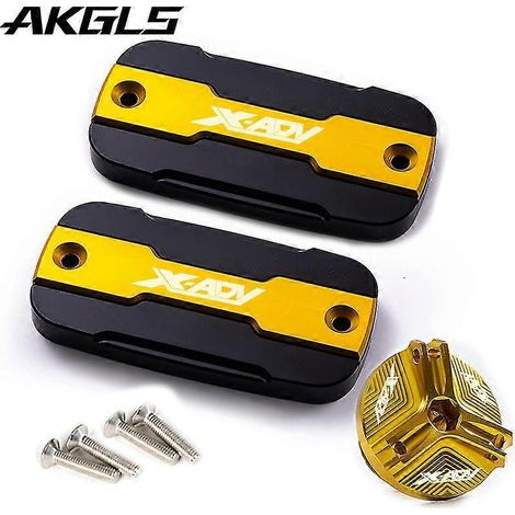 Bouchon de réservoir de liquide de frein avant + bouchon de remplissage pour moto Honda X-Adv 750, X-Adv 300, 750 et 1000 (2017-2022) - Kit doré (1/4)