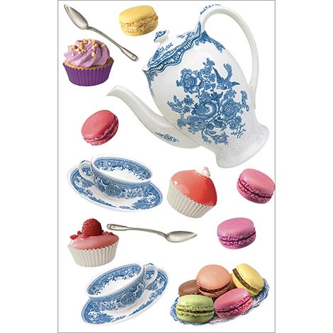 Sticker réfrigérateur et lave vaisselle, tea time détente saveur déco, 75 cm X 49 cm (1/4)