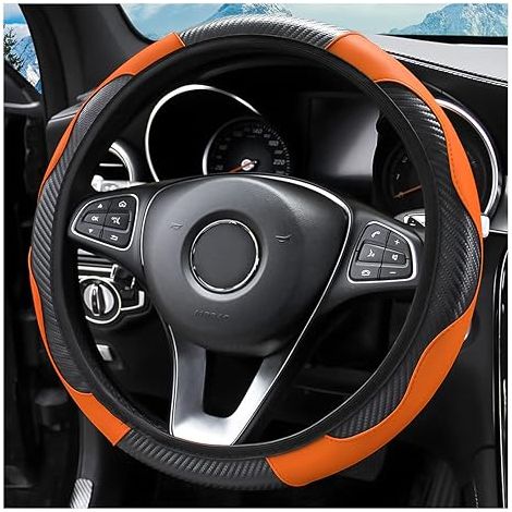 Housse de volant de voiture 15 pouces, cuir microfibre fibre de carbone extensible et élastique, protection de volant antidérapante et respirante pour femmes et hommes, accessoires de voiture pour SUV (1/5)