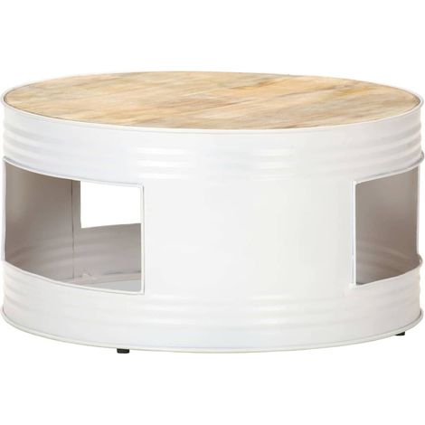 Maison Exclusive - Couchtisch Weiß 68x68x36 cm Massivholz Mango (1/5)