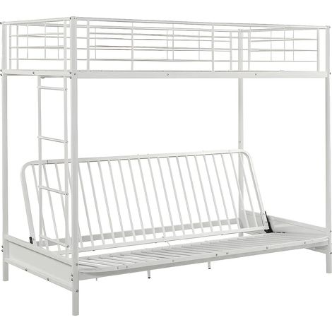 Lit mezzanine 90 x 190 cm - Avec banquette convertible - Métal - Blanc - MODULO V (1/3)
