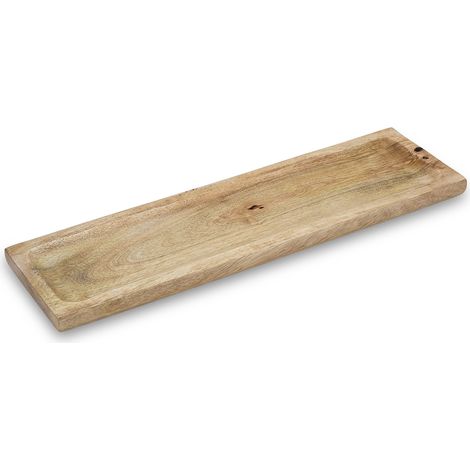 Mangoholz Dekotablett groß natur - 46 x 13 cm - XL Massivholz Kerzentablett rechteckig
