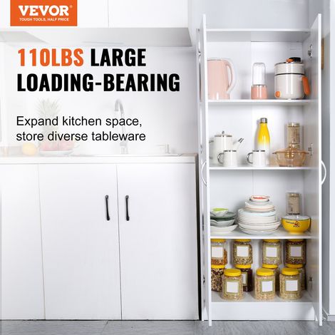 Armoire de Rangement pour Garde-manger Cuisine 152,9 cm de Haut, Meuble Haut pour Cuisine Autoportante Charge 50 kg avec 3 Étagères… (1/5)