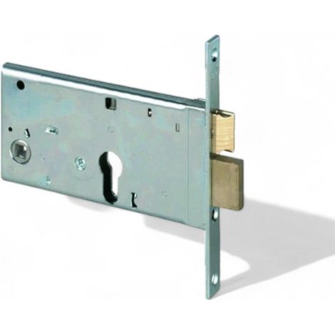 Serratura da infilare per porte con catenaccio e scrocco in ottone acciaio zincato 2 mandate 77mm compatibile cilindro sagomato (1/3)
