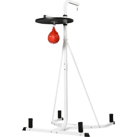 Support de sac de frappe sur pied 2 en 1 avec poire de vitesse, blanc, 156 x 115 x 224 cm (1/5)