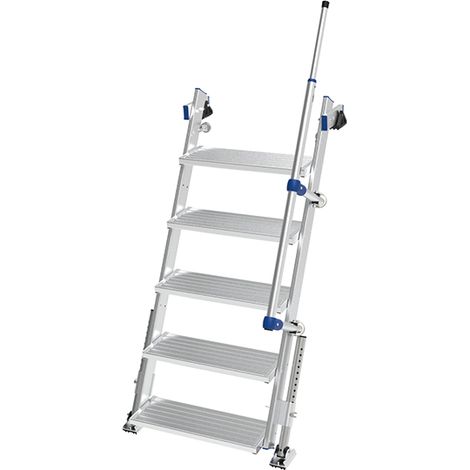 Tubesca Comabi – Échelle télescopique d'accès camion – Hauteur plateau 1.25 à 1.49 m – Marches antidérapantes – Pieds réglables – 2456005 (1/5)