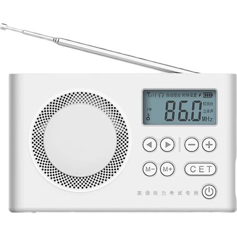 Mini-haut-parleur radio FM portable avec affichage LED, prise casque 3,5 mm, prend en charge la recherche/mémorisation automatique des stations, test CET, gamme de fréquences 50-108 MHz. (1/5)