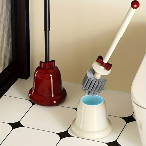 Ensemble brosse WC à tête rotative (avec support) — En plastique durable