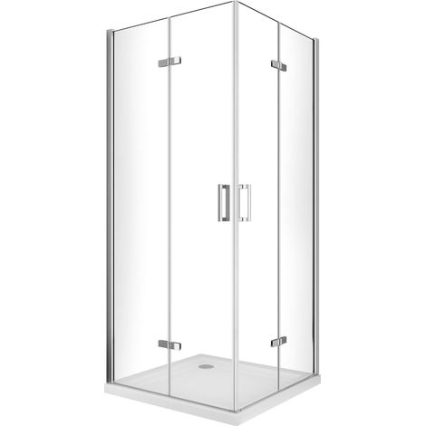 Box Doccia angolare 75x95 cm 2 ante Battenti in Cristallo trasparente 6mm H190 (1/4)