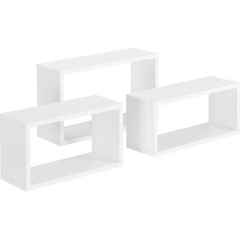 Lot de 3 étagères murales set d'étagères flottantes stylées de tailles différentes blanc (1/4)