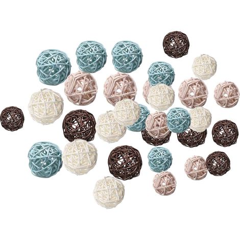 Rattan Balls, Decoration Orbs Vase Fillers, Aromatherapy Accessories, 4 Assorted Colours, Hanging Balls, Home Ornament, for Wedding, Christmas Decoration Party Garden (1/5)