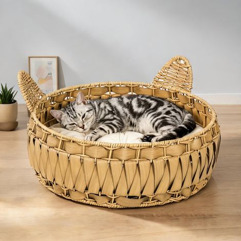 Maison pour chat en pE-Rattan métal 50 x 50 x 25 cm (1/5)