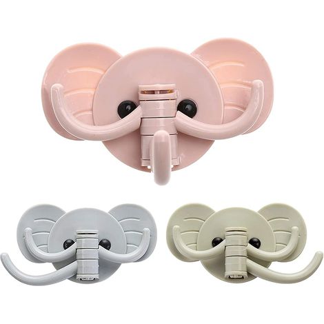 Schwenkbare, elefantenförmige Wandhaken zur Befestigung an der Wand, mit 3 Klebearmen, für Mäntel, Taschen, Handtücher und Schlüssel.