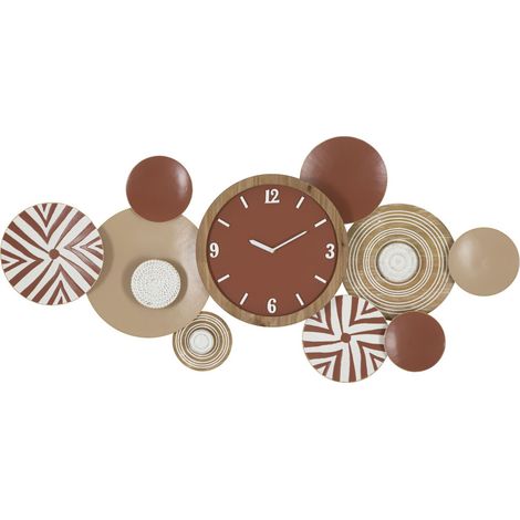 Orologio da parete Etnic XL orizzontale in ferro e legno multicolor (1/5)