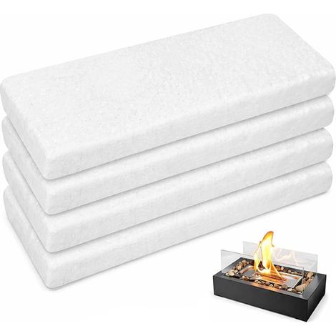 4 Pieces Ceramic Wool for Bioethanol, 30 x 10 x 1 cm Sponge for Fireplace (1/5)