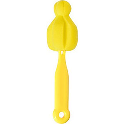 Brosse de nettoyage pour biberon bébé - Éponge douce pour tétine jaune - Nettoyant biberon avec manche (1/5)