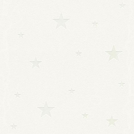 Papier peint blanc intissé phosphorescent Tapisserie motif étoile pour chambre enfant Papier peint bébé étoile lumineuse (1/5)
