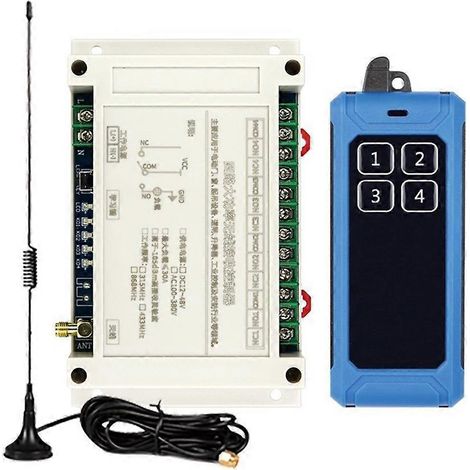 Télécommande sans fil 4 canaux 300 m CC 12 V/24 V/36 V/48 V avec relais, récepteur et antenne à ventouse 433 MHz (1/5)