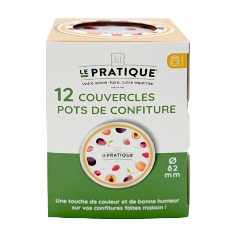 12er Set Marmeladenglasdeckel zu d82 mm Fruchtdekor LE PARFAIT