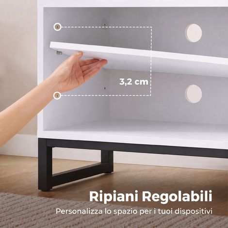 Mobile TV Fino a 55" Fori Passacavi 140x36.5x50cm Bianco e Rovere (1/5)