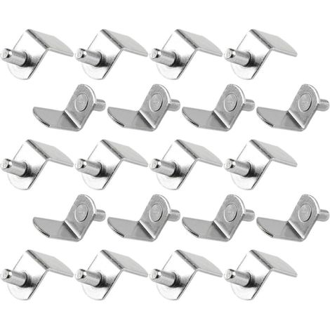 20 Pièces Support Étagère Métal Nickelé Fixation Percage Stable pour Bibliothèque Armoire Meuble Cheville Support Étagère Robuste et Facile à Installer (1/5)