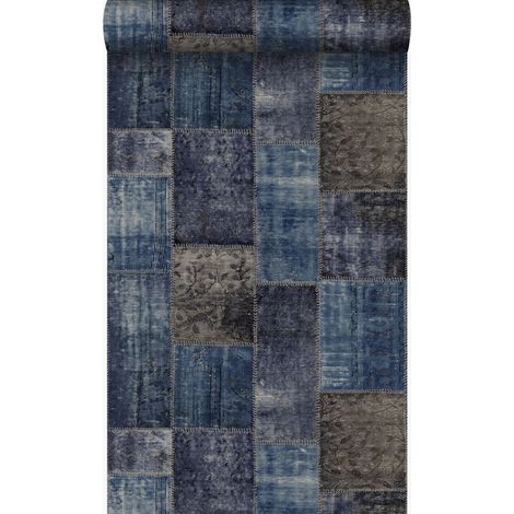 papier peint motif kilim taupe et bleu  - Origin Wallcoverings (1/5)