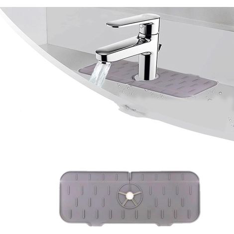 Rideau anti-éclaboussures en silicone pour robinet de cuisine, tapis d'égouttage pour évier, protection murale derrière robinet, salle de bain et cuisine (1/5)