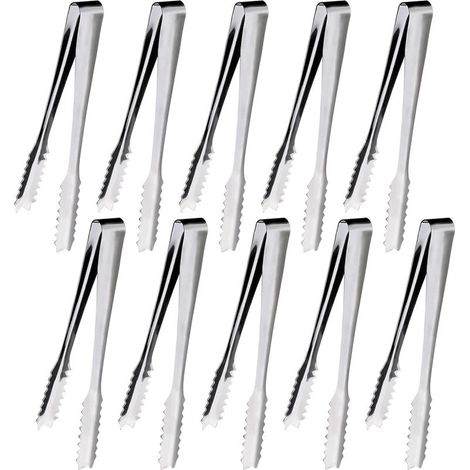 10 Pièces Pince a Glacon, 15,2 cm Pince a Sucre, Pince Bonbon, Pince Inox, Pince à Sucre, Pour Sucre, Biscuit, Buffet, Café, Cuisine et Plus (Argent) (1/5)