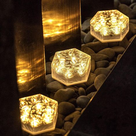 Lot de 3 Lampes Solaires Extérieur Jardin Déco, Éclairage Extérieur LED, Balises de Sentier Porche, 6 LED Blanc Chaud Étanches pour Pelouse (1/5)