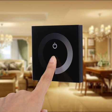 Variateur de Lumière,Fydun Dimmable LED panneau tactile couleur unique variateur interrupteur mural contrôleur panneau tactile barre lumineuse LED DC 12V-24V silencieux avec(Noir) (1/2)