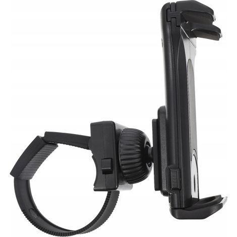 Universelle schwarze Handy-/Tablet-Halterung, geeignet für Fahrräder, Kinderwagen und Laufbänder.