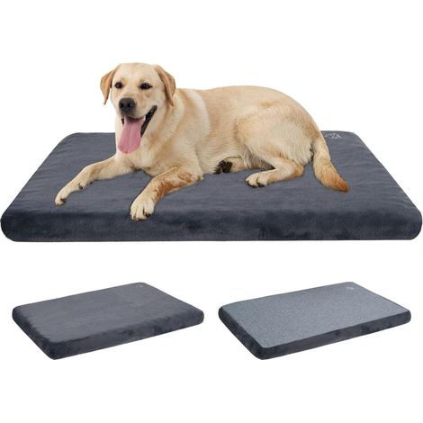 Lit orthopédique pour chien L 104x71cm, lavable, réversible, gris