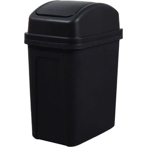 papelera de plástico con tapa abatible, 18 litros, compacta, para cocina, baño u oficina. (1/5)