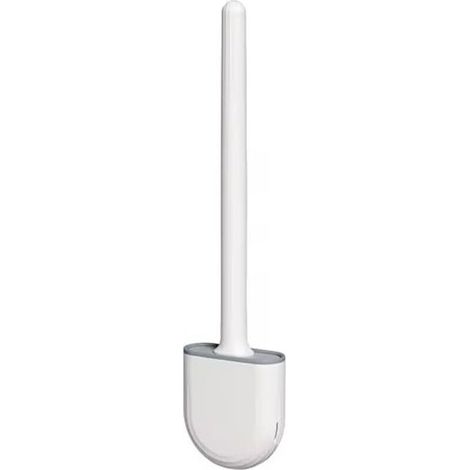 Ensemble de brosse de toilette et support, brosse de toilette avec poils en silicone et support mural, ensemble de brosse de toilette à séchage rapide (blanc, 367 × 87 × 39 mm) (1/4)